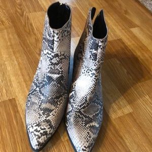 Snakeskin booties